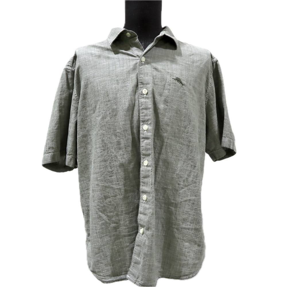 Tommy Bahama Men's 2XL Casual Short Sleeve Shirt Sage Green Gray
